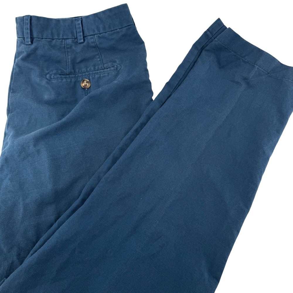 Peter Millar Trousers Mens 35 Blue Linen Cotton Blend Straight Leg MS13B80